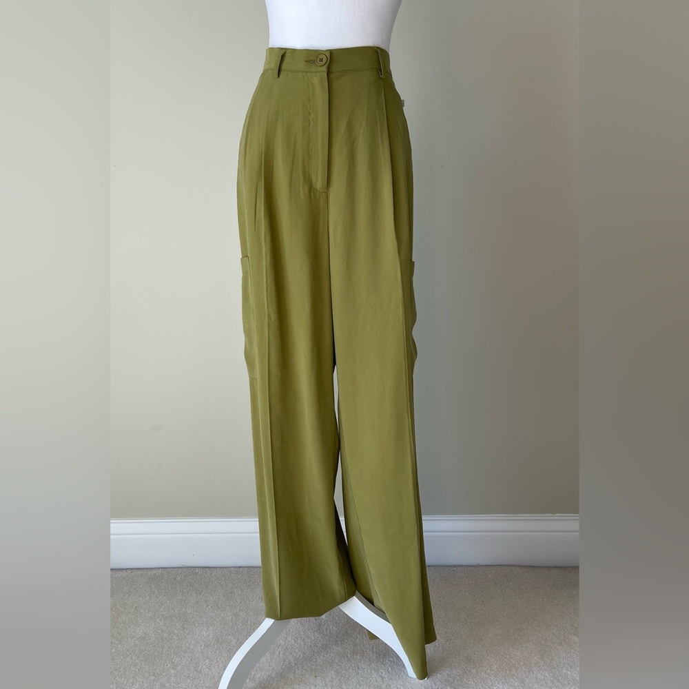 Steve Madden Green Wide-Leg Cargo Pockets Pleated High Waist Pants NWOT Size XL